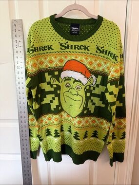 DreamWorks Shrek Lime & Dark Green Holiday Crewneck Sweater